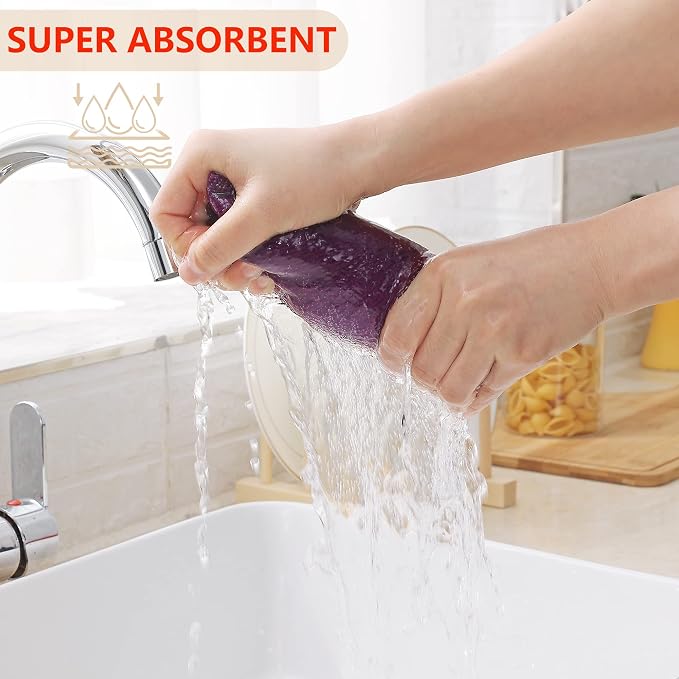 Homaxy 100% Cotton Waffle Weave Kitchen Dish Cloths 6-Pack, Purple | 12 x 12 Inches, Ultra Soft Absorbent Dish Towels, Quick Drying Dish Rags with Hanging Loop