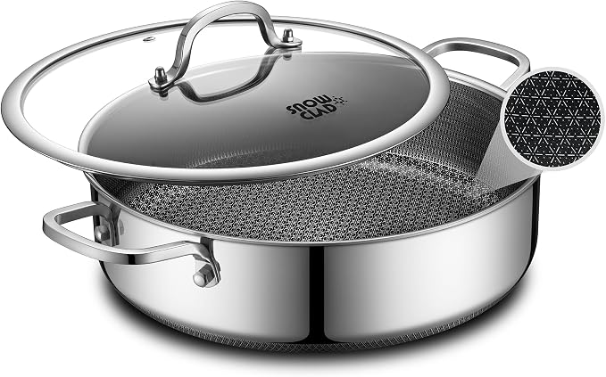 Saute Pan,Hybrid Non Stick 5 Quart Everyday Braiser pan,Chicken Fryer, PFOA Free Cookware,12 inch Deep Frying Pans with Lid,Dishwasher and Oven Safe,Works on Induction,Ceramic and Gas Cooktops