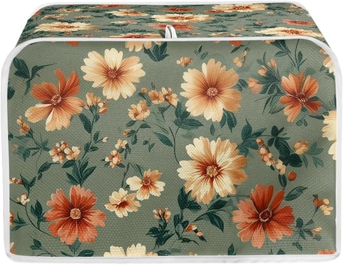 Hippie Flower Print Toaster 2 Slice Cover Dust-proof & Anti Fingerprint Bread Maker Machine Covers Lightweight Small Kitchen Appliance Covers