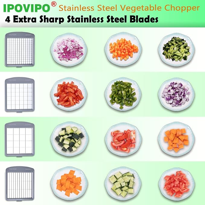 Vegetable Chopper Veggie Cutter Onion Food Potato Dicer with Container | Stainless Steel Construction, Fruit Potato Salad Dicer, Study Container, Easy Cleaning, Safety Hand Guards