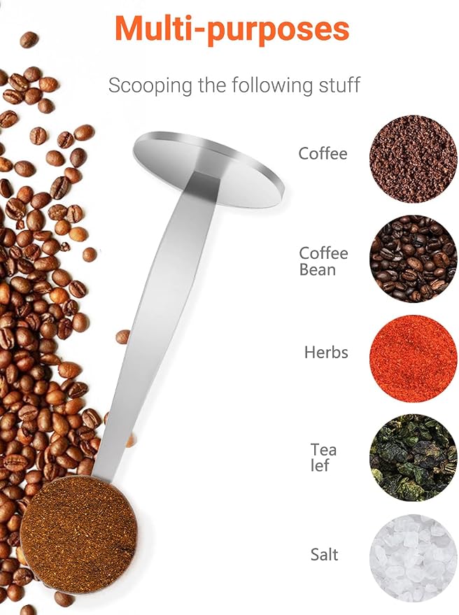 Two-in-One Stainless Steel Coffee Scoop Tamping Spoon | Dual-Purpose, Powder Hammer Tamper, Multi Function, For Measuring and Tamping