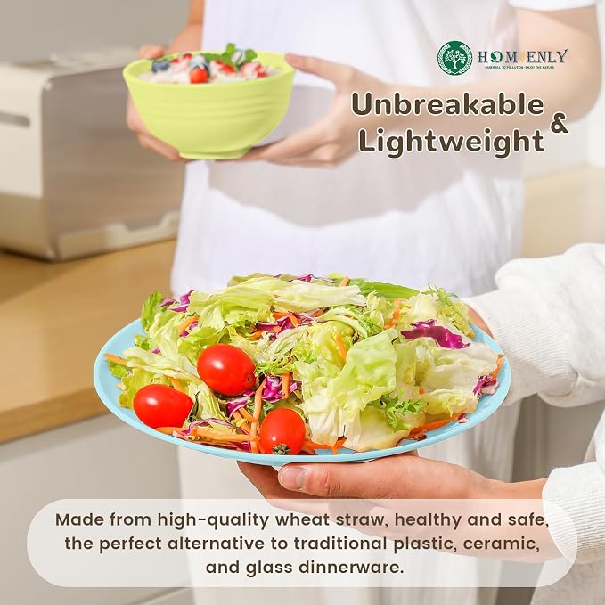 40-Piece Kichen Dinnerware Set, Wheat Straw Dinnerware Set, Plates, Bowls, Drinking Cups, Service for 8, Dishwasher & Microwave Safe Dish Set, Unbreakable Plates and Bowls Set - Memphis