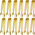 HOTEC 12Pcs Mini Gold Tongs for Serving, 4.3" Small tongs Stainless Steel Sugar Tongs for Coffee Bar, Tea Party, Appetizers, Desserts, Buffet and Ice Bucket Food-Grade & Dishwasher Safe