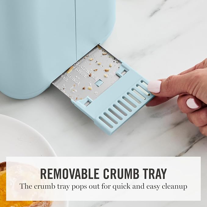 Martha Stewart 2-Slice Toaster, 3 Presets & 10 Shade Settings, Sky Blue