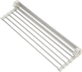 Roll Up Dish Drying Rack, Over Sink Multipurpose Rack, 17.6" x 9.3" Stainless Steel Foldable Dish Drainer, White