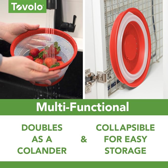 Tovolo Microwave Splatter Cover for Food(Candy Apple Red) Collapsible & VentedSilicone Splatter GuardLid,Microwave Plate & Dish Cover with Handle,BPA-FreeKitchen Gadget for Meal Prep, (Pack of 9)