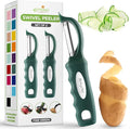 Spring Chef Swivel Potato Peeler w/Soft Grip Handle, Set of 2, Pine Green | Premium Vegetable Peeler w/ Sharp Stainless Steel Blades, Multifunctional Food Peeler for Apple, Carrot, Cucumber, Fruit