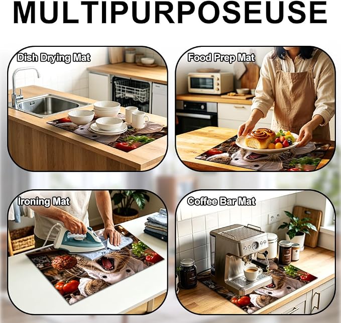 Cat Chef Stove Top Cover 28.35x20.47 in Non Slip Burner Mat | Heat Resistant Cooktop Protector Mat with Non-Slip Backing, Scratch Protection and Countertop Drying Mat.
