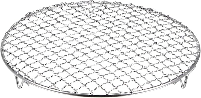 HARFINGTON Round Cooking Rack 10.2-inch 201 Stainless Steel Cross Wire Barbecue Grill Net with 20mm Legs for Cooking Baking Steaming BBQ