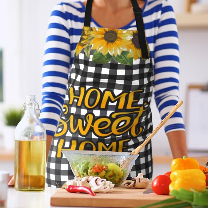 13 Pcs Sunflower Kitchen Set Sunshine Farmhouse Kitchen Decor Rustic Sunflower Dish Towels Retro Yellow Apron Oven Mitts and Pot Holders with Cute Wooden Tableware Set for Home