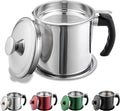 Kyraton Bacon Grease Container With Strainer, 48 oz Stainless Steel Oil Container, Pot Fat Storage With Lid, Easy Grip Handle Suitable For Storing Frying Oil And Cooking Grease 1. Silver