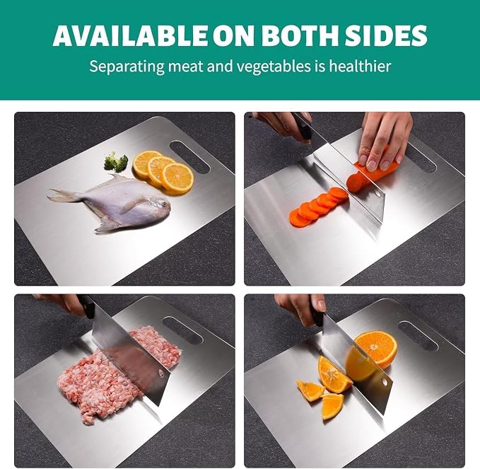 Titanium Cutting Board - 100% Pure Titanium Cutting Boards, Food-Grade, Non-Slip Surface, Dishwasher Safe, for Elegant Serving Tray for Kitchen, Charcuterie, Meat, Vegetables, Easy Clean, 14.2"x9.8"