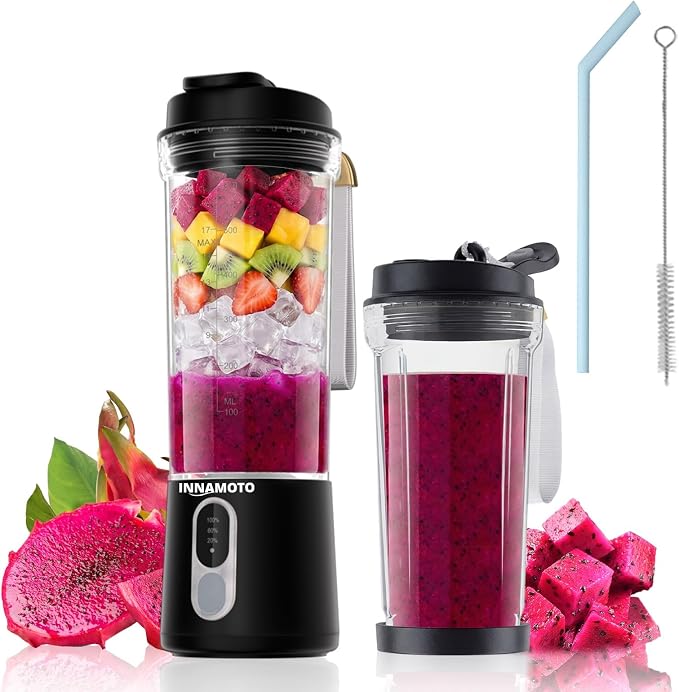 Personal Size Portable Small Blender - Mini Blender Make Smoothies & Shakes | 20oz BAP-Free Juice Cup, Leak-proof Travel Lid, Powerful Blending Freshly Squeezed Gym/Picnic/Office