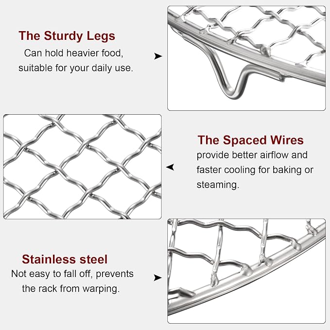 HARFINGTON Round Cooking Rack 21.7-inch Stainless Steel Cross Wire Barbecue Grill Net with 20mm Legs for Cooking Baking Steaming BBQ