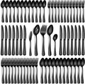 PHILIPALA 65 Piece Black Silverware Set with Serving Utensils, Stainless Steel Flatware Set for 12 Food Grade Cutlery Utensil Set Include Knife Fork Spoon Mirror Polished Dishwasher Safe