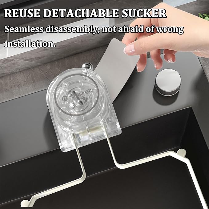 Kitchen Sink Strainer with 100 PCS Filter Mesh Bag, Food Waste Filter Basket, Suction Cup Folding Washing Vegetables and Fruits Drying Bag Holder