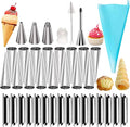 39 Pack Cannoli Forms Kit, Cannoli Forms Pastry Roll Molds with Piping Bags Reusable, Cleaning Brush, Long Cream Icing Piping Nozzle Baking Accessories Tool for Mum and Baker