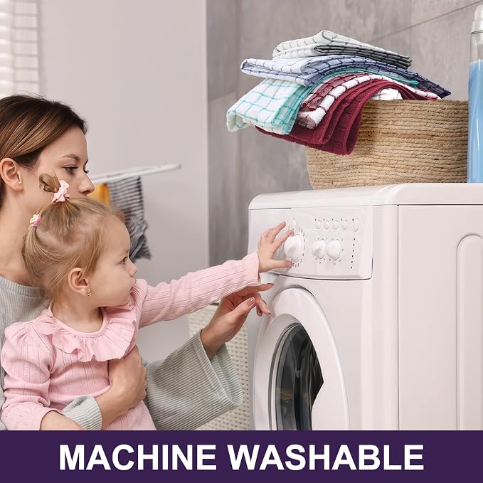 Homaxy Large Premium Cotton Kitchen Towels 16"x 28", 6 Pack, Purple | Natural Ring Spun 390 GSM Dish Towels, Super Absorbent Terry Kitchen Hand Towels, Soft Tea Towels with Hanging Loop