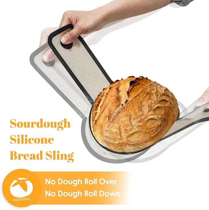 Silicone Baking Mat For Dutch Oven,2 Pcs Sourdough Silicone Bread Sling,Oval Non-Stick Bread Mat,Bread Silicone Baking Sling With Long Handles For Bread Oven