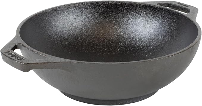 Lodge Cast Iron Mini Wok - Naturally Seasoned Stir Fry Pan with Dual Loop Handles - Compact Cast Iron Cookware for Searing, Serving & Everyday Cooking - 6.25 Inches
