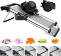 Adjustable Mandoline Slicer 5-in-1 Stainless Steel Vegetable Cutter with Ultra Sharp Blades, Julienne Slicer & Shredder for Potato, Onion
