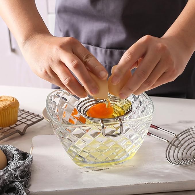 Egg White Separator, Egg Yolk White Separator, Stainless Steel Egg Separator Spiral Yolk Separator, Egg Divider Kitchen Tool for Baking Cake, Kitchen Gadget Cooking/Baker Tool (Brown)
