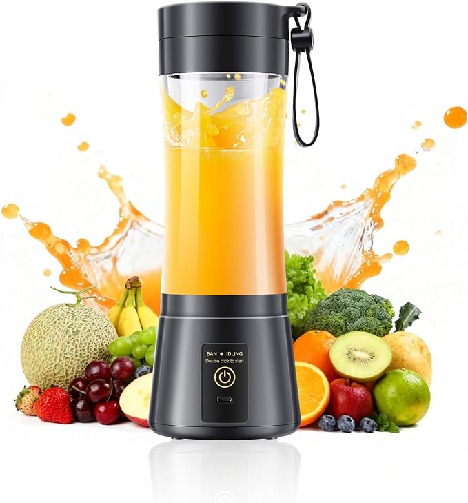 Travel Personal Size Smoothies Blender - 380Ml Mini Portable Blender | Powerful Blending & Traveling Juice Cup, BPA Free, 6 Blades Convenient to Make Shakes Juice in Travel/Gym/Picnic
