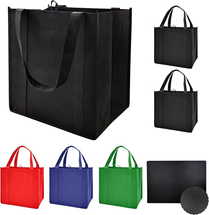 6 pack Reusable Grocery Bags,Thick Bottom-Shopping Bag for Groceries | Heavy Duty Large Shopping Totes,Reusable Bags With Handles ,Foldable,Washable ,Load Capacity Over 45 Pounds