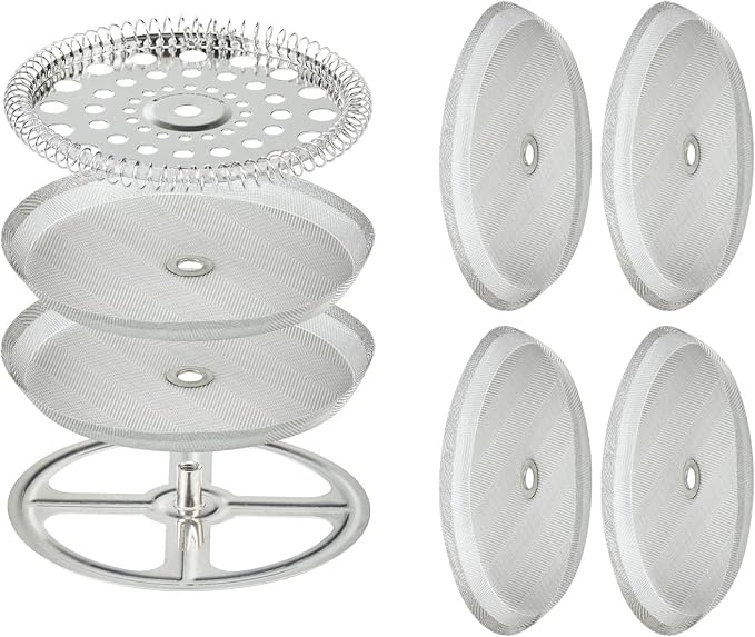 8 Pieces French Press Replacement Parts Stainless Steel Set, 6 Pieces 2.5in Universal French Press Screen, Containing Spiral Disk and Cross Disk for 12oz/2.5 Inch Wide French Press Coffee Press