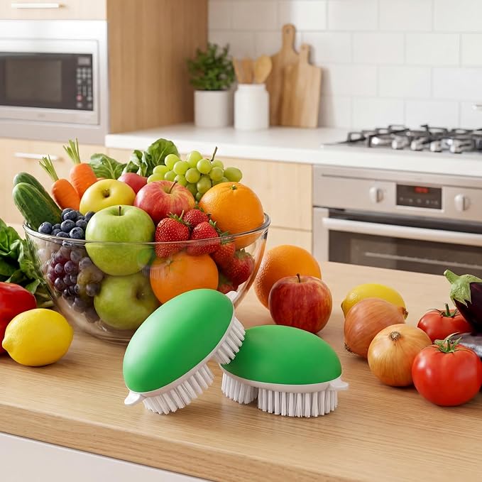 Unittype 2 Pack Fruit and Vegetable Brushes with Grips Potato Scrubber Fruit Cleaning Scrubber Brush Handy Kitchen Gadget Ideal for Cleaning Vegetables and Fruits, Green