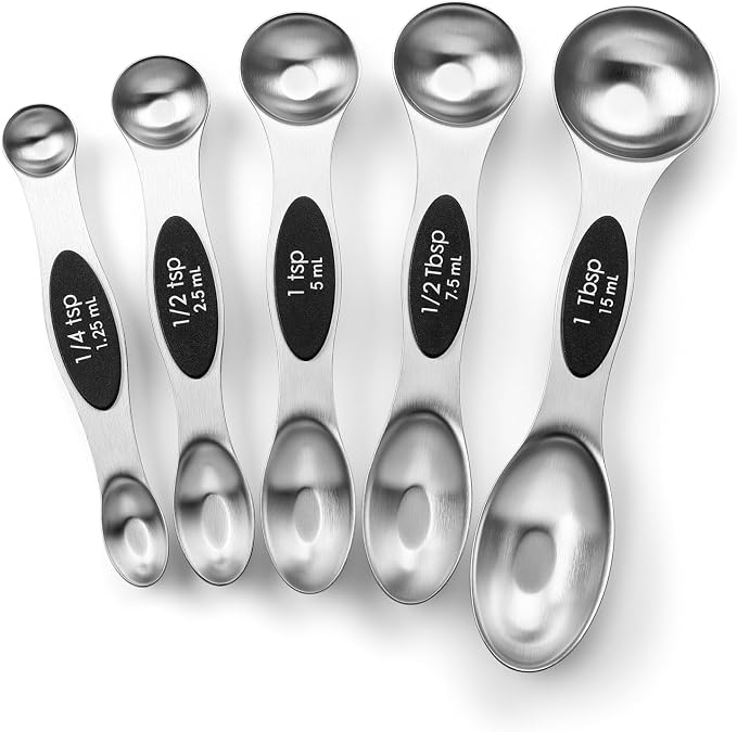 Spring Chef Magnetic Measuring Cups & Spoons Set of 9, Patented, Black | Stackable Stainless Steel Measuring Cups & Heavy Duty Metal Measuring Spoons with Levelers for Dry & Liquid Ingredients