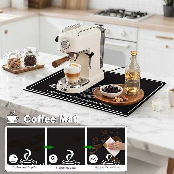 Dish Drying Mats for Kitchen Counter, Waterproof Coffee Mat for Countertop, Under Sink Mats, Coffee Bar Mat Accessories