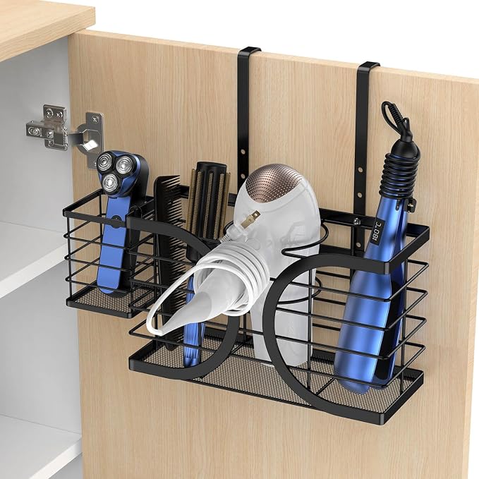 Hair Dryer Holder 3in1 Hair Tool Organizer/Wall Mounted,Cabinet Door or Desk-based Blow Dryer Holder/Height-adjustable Curling Iron Holder/Bathroom Cabinet Organizer for Flat Irons | Hair Dryer Holder Wall mount Height-adjustable Curling Iron Holder/Ba...