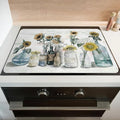 Sunflower Stove Top Cover for Electric Stoves,Spring Summer Floral Colorful Farmhouse Stove Top Cover Heat Resistant Cooktop Protector Non-Slip Washable Dish Drying Mat for Kitchen Decor 28"x20"