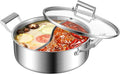Delarlo 6.8QT Tri-Ply Stainless Steel Double-flavor Shabu Shabu Pot 12 inch Everyday Pan with Lid, Kitchen Induction,Cooking Hot Pot, Oven Safe Stock Pot, Up to 600℉