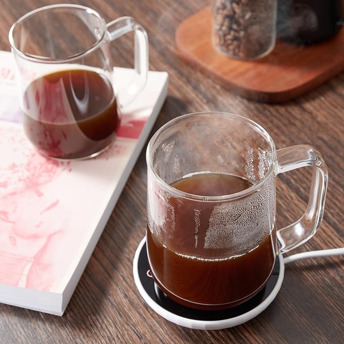 Large Glass Coffee Mugs, 24 oz Glass Coffee Cups Set of 2, Clear Borosilicate Glass Mugs with Handles for Cappuccino, Tea, Latte, Hot/Cold Beverages, Wine, Americano, Smoothies