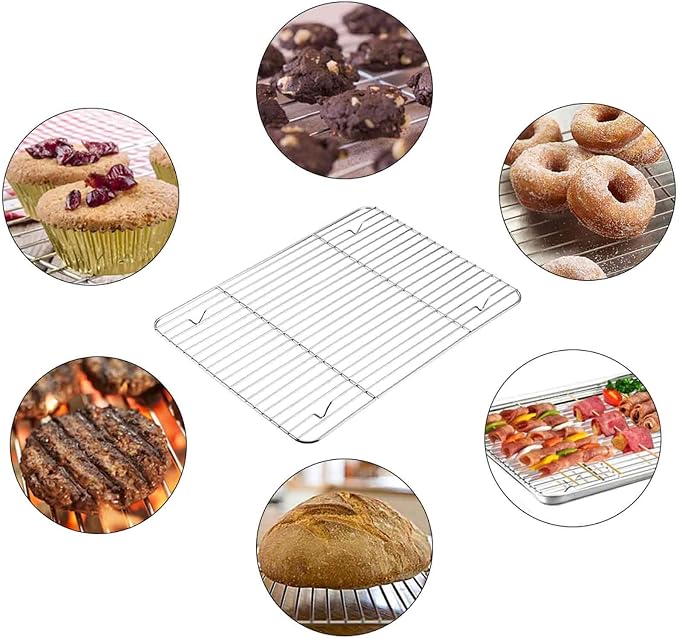 TeamFar Cooling Rack, 15"/11" Stainless Steel Wire Baking Rack, 2PCS | for Cooking Roasting Grilling, Fit for Oven Pan, Oven & Dishwasher Safe, Non-toxic & Heavy-Duty