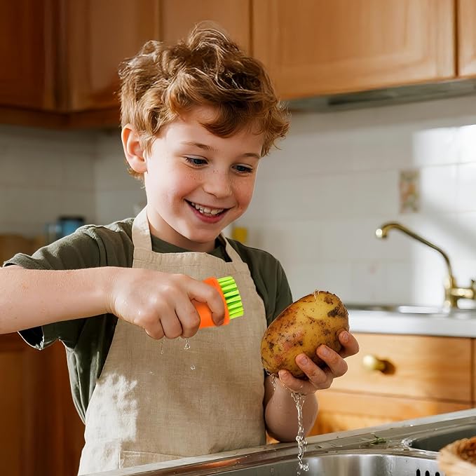 Fruit and Vegetable Cleaning Brush with Ergonomic Handle | Fun and Functional, Food Safe, Effective Cleaning, Veggie Potato Scrubber Brush