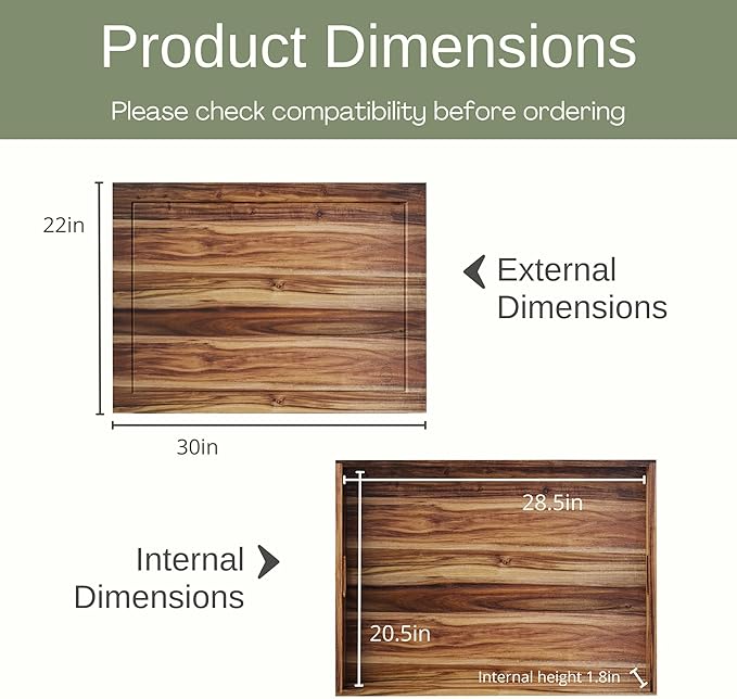 Noodle Board Stove Cover Cutting Board with Handle - Stove Top Cover with Care Brush FSC Certified - Multiuse Gas Stove Cover Board for Serving Chopping Decorating, 30”x22”(Outer) / 28.5”x20.5”(Inner)
