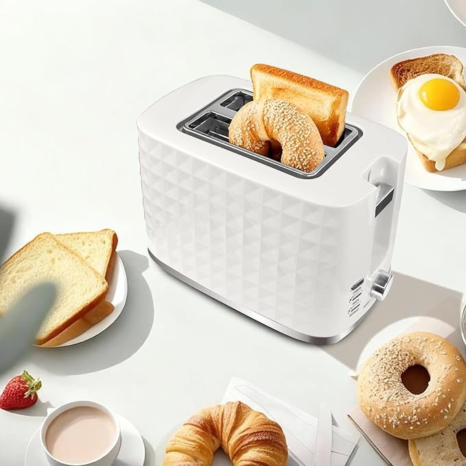 Toaster 2 Slices, Toasters Wide Slot, Bread Toaster with Cancel, Bagel, Defrost Function, Bagel Toasters with Removable Tray & 6 Temperature Settings, Beige