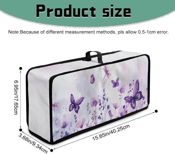 ZDCUSTOM Long Slot Toaster Cover Compatible with 2 Slice Toaster Dust Protection Stain Resistant Slim Bread Maker Cover Purple Floral Butterfly Print