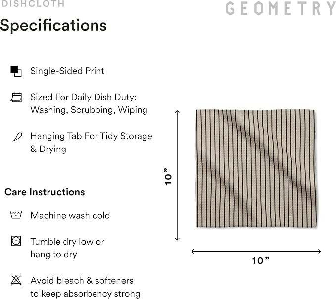 GEOMETRY Dishcloth – Evergreen Collection – Quick-Dry, Ultra-Absorbent, Reusable Microfiber Kitchen Towels for Drying & Cleaning - Pebble Play - 3-Pieces