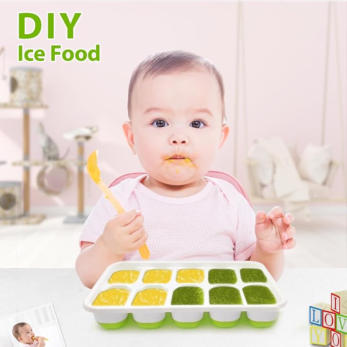 DOQAUS Ice Cube Tray with Lids, 2 Pack Silicone Ice Trays for Freezer | Stackable BPA & LFGB Safe, Easy Release for Kitchen, RV, Cocktail, Coffee, Soup & Food