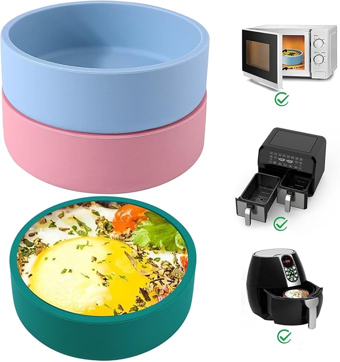 3Pcs ZHYEEDAA Air Fryer Egg Mold,Silicone Egg Molds, Individual Egg Bite Maker Reusable Egg Molds, Microwave Egg Cooker, BPA Free, Dishwasher Safe (Round4)