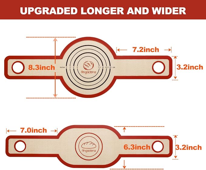Silicone Bread Sling Oval and Round - Non-Stick & Easy Clean Reusable Oval Silicone Baking Mat for dutch oven. With Long Handles Sourdough Bread Baking mat tools supplier Liner,2 Brown Set