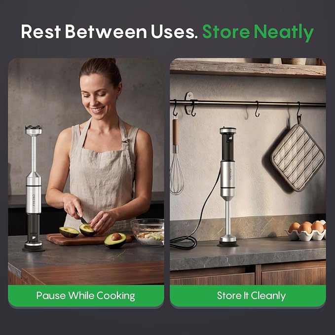 FRESKO Immersion Blender Handheld, Hand Blender with Variable Speed Trigger | Anti-Scratch Stainless Steel Shaft, Stick Mixer for Soups, Shakes, Baby Food & Puree