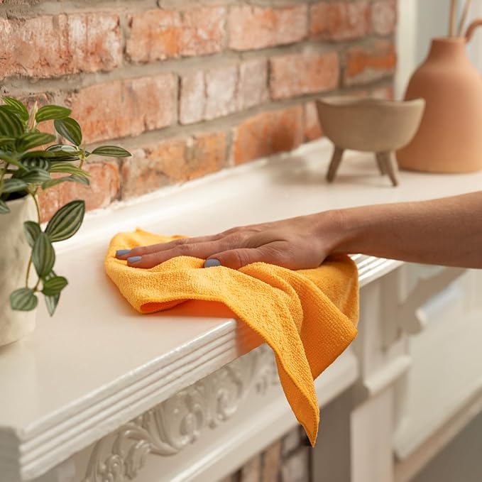 S&T INC. Microfiber Cleaning Cloth, 12 Pack, 11.5" x 11.5" | Bulk Cleaning Cloth for Home and Car, Reusable and Multi-Purpose Cleaning Rags, Machine Washable