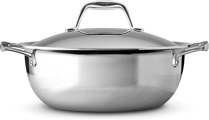 Tramontina Signature Tri-Ply Clad Stainless Steel 4-Quart Universal Pan | Induction-Ready Cooking Pan, Dishwasher-Safe, NSF-Certified, Made in Brazil