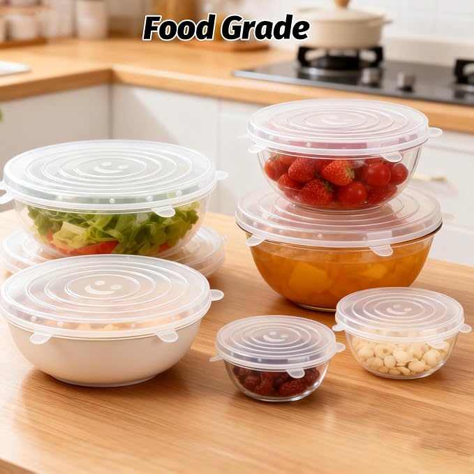 Reusable Silicone Stretch Lids for Food Storage Six Specifications of Reusable Silicone Bowl Cover Silicon Container Lid Covers for Various Food Containers Leftover Food Fruit Bowls