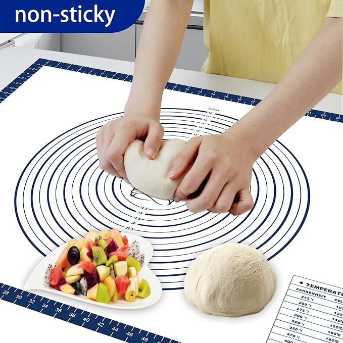 Pastry Dough Mat Silicone Baking Mats for Rolling Out Dough,Kneading Sheet,Silicone Sheet for Kitchen Counter blue, 24 * 32in